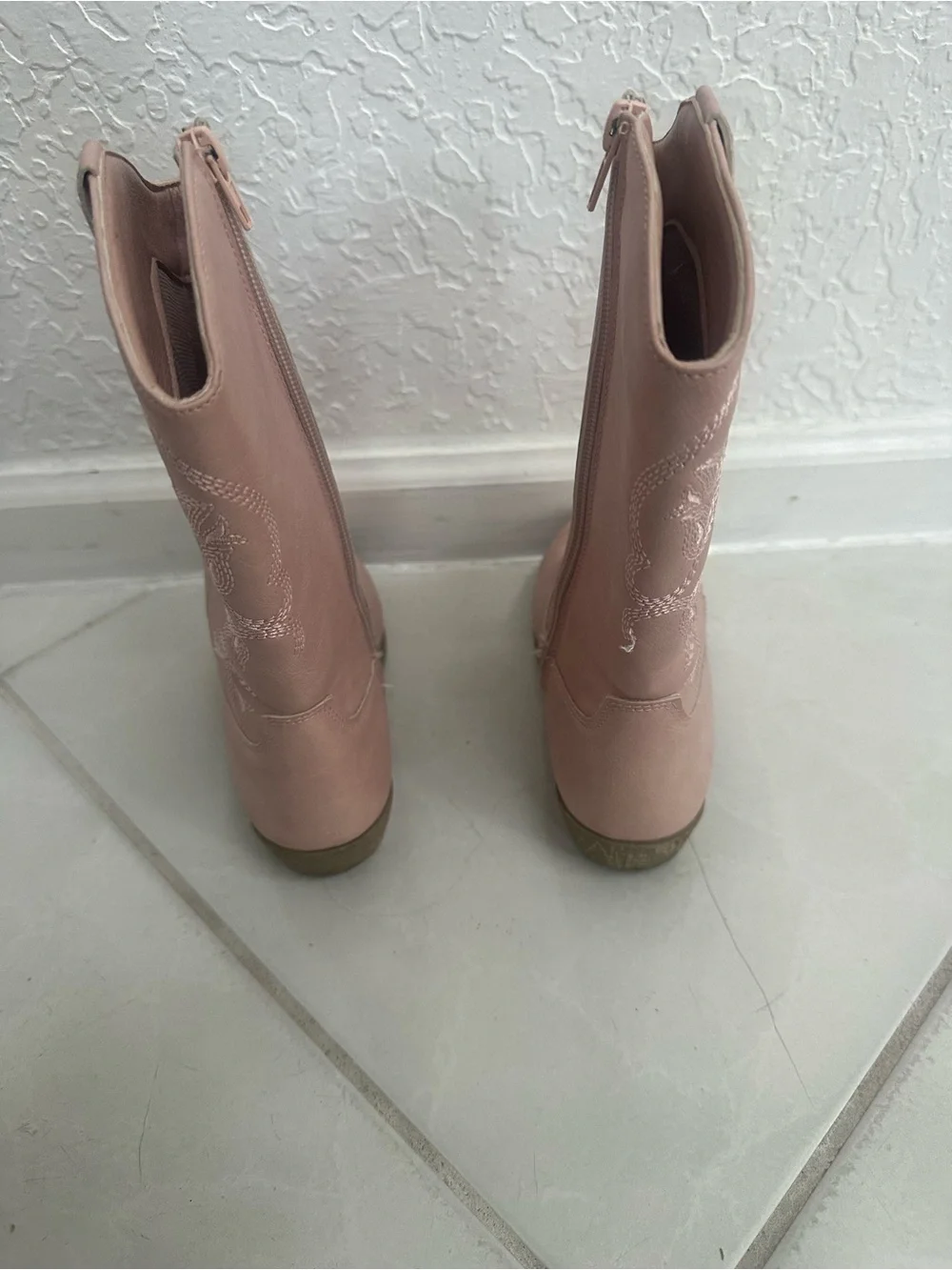 Kensie Girl Dusty Pink Mid-Calf Western Boots with Side Zip